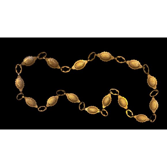 Vintage 1950’s Native American Concho Hammered Copper Concho Belt Necklace 30 in - Picture 7 of 7